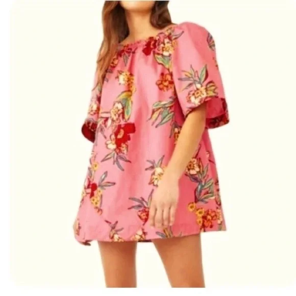 Free People Jodie Sunrise Combo Printed Tunic Dress Pink XS - Picture 1 of 6